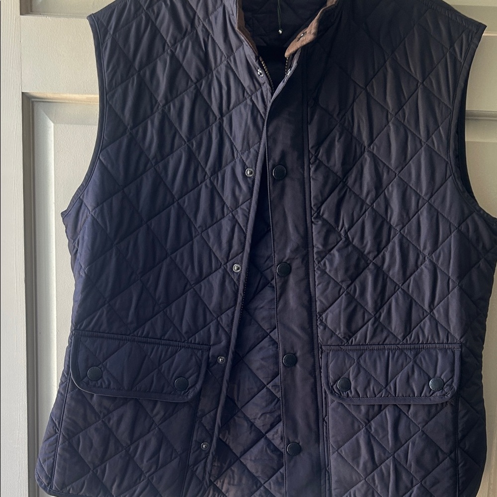 Barbour Quilted Navy Diamond-Pattern Vest new with no tags